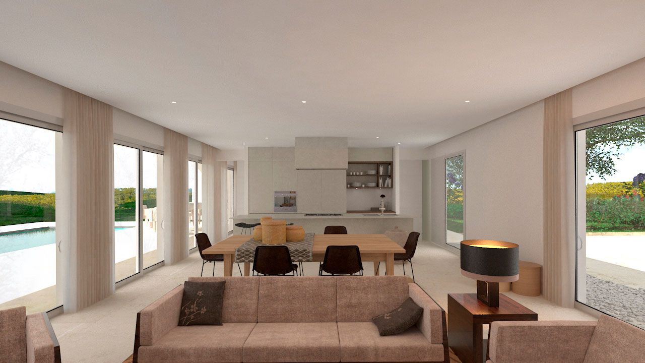 Visualización 3d de casa minimalista por Araque Maqueda