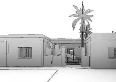 Vista 3d de proyecto de vivienda de estilo mediterráneo por Araque Maqueda